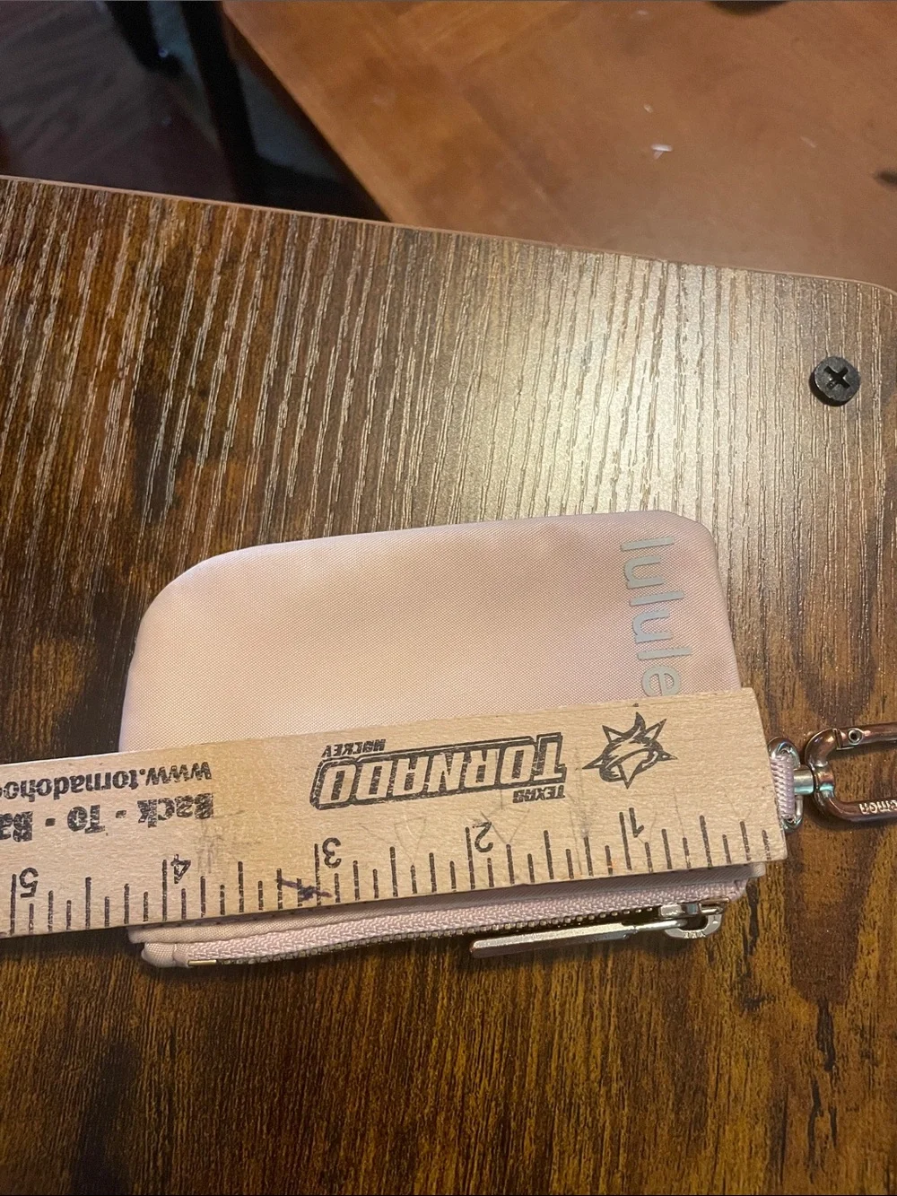 Lululemon Light Pink zippered Coin Wallet W/ Small Carabiner Clip